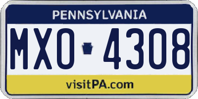 PA license plate MXO4308