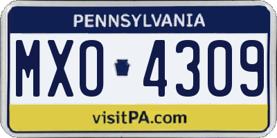 PA license plate MXO4309