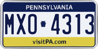 PA license plate MXO4313