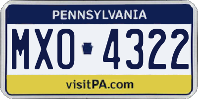 PA license plate MXO4322