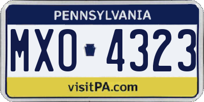 PA license plate MXO4323