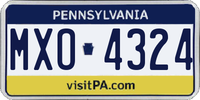 PA license plate MXO4324
