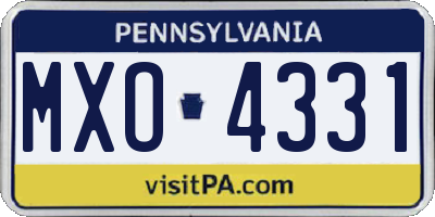 PA license plate MXO4331