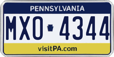 PA license plate MXO4344