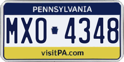 PA license plate MXO4348