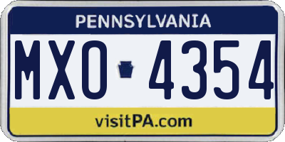 PA license plate MXO4354
