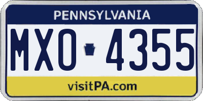PA license plate MXO4355