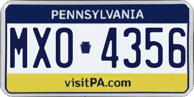 PA license plate MXO4356