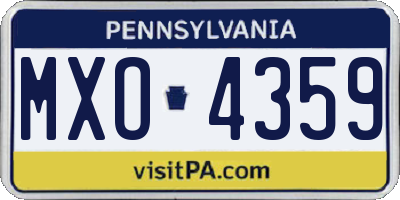 PA license plate MXO4359