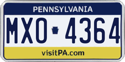 PA license plate MXO4364