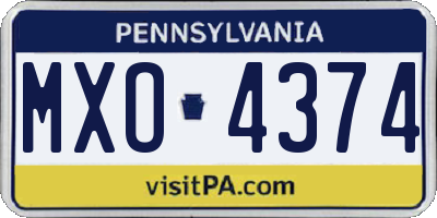 PA license plate MXO4374
