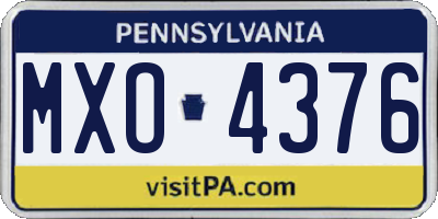 PA license plate MXO4376