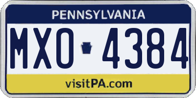 PA license plate MXO4384