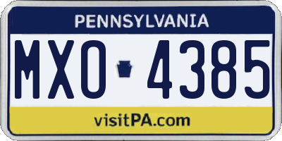 PA license plate MXO4385