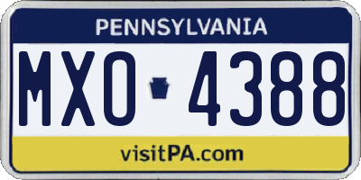 PA license plate MXO4388