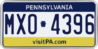 PA license plate MXO4396