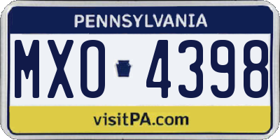 PA license plate MXO4398