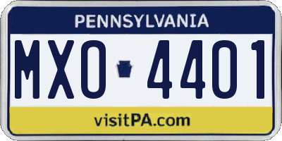 PA license plate MXO4401