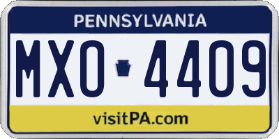 PA license plate MXO4409