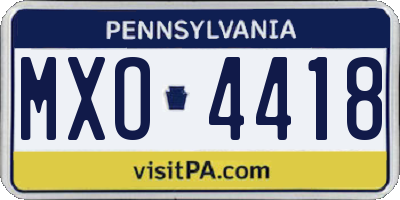 PA license plate MXO4418