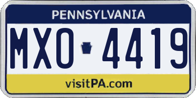 PA license plate MXO4419
