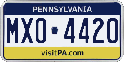 PA license plate MXO4420