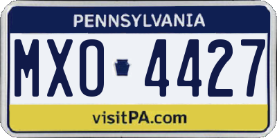 PA license plate MXO4427