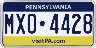 PA license plate MXO4428