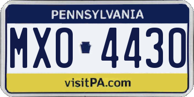 PA license plate MXO4430