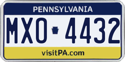 PA license plate MXO4432