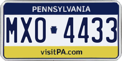 PA license plate MXO4433