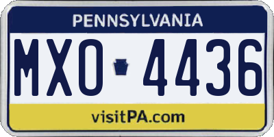 PA license plate MXO4436