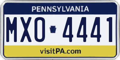 PA license plate MXO4441