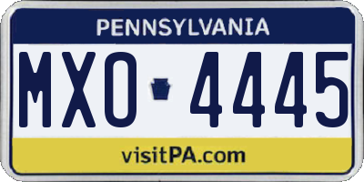 PA license plate MXO4445