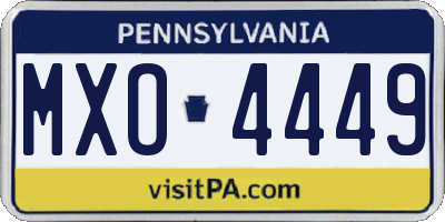 PA license plate MXO4449