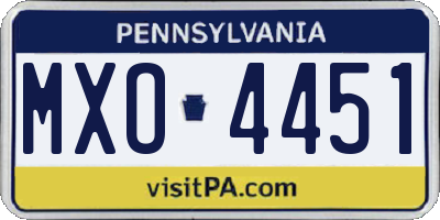 PA license plate MXO4451