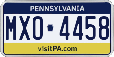 PA license plate MXO4458