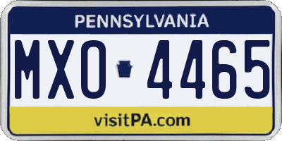 PA license plate MXO4465