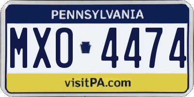 PA license plate MXO4474