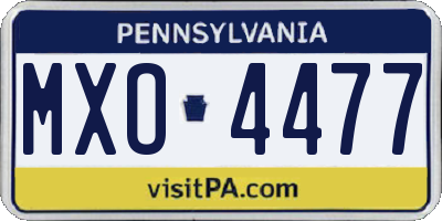 PA license plate MXO4477