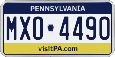 PA license plate MXO4490