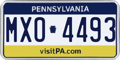 PA license plate MXO4493