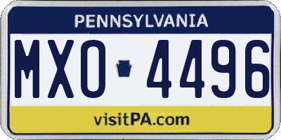 PA license plate MXO4496