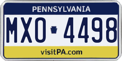 PA license plate MXO4498