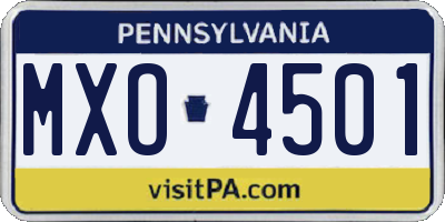 PA license plate MXO4501