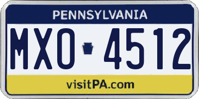 PA license plate MXO4512