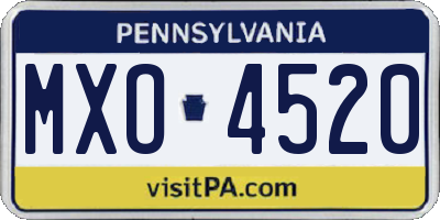 PA license plate MXO4520