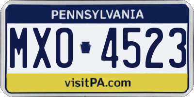 PA license plate MXO4523