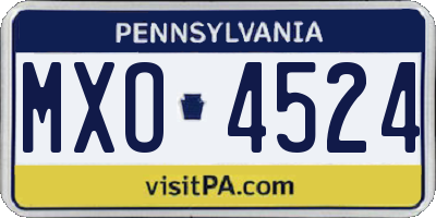PA license plate MXO4524