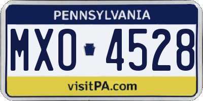 PA license plate MXO4528